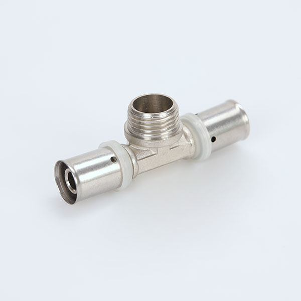 Male Copper Aluminum Plumbing Materials Press Tee Brass Gas Fittings